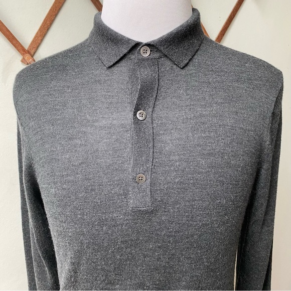 Bonobos Merino Wool Silk Grey Collared Pullover Slim Fit Sweater men’s Medium - Picture 3 of 14